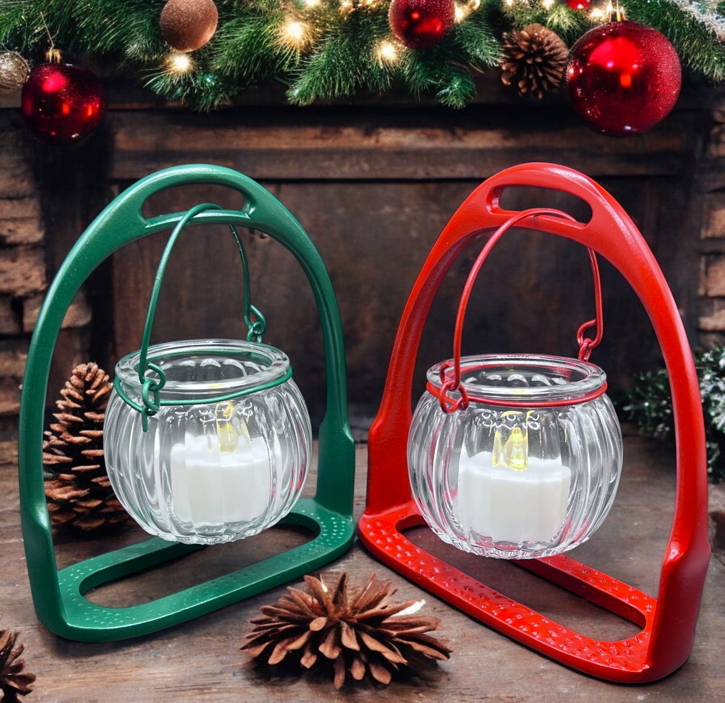 English Stirrup Candle Lights - Red