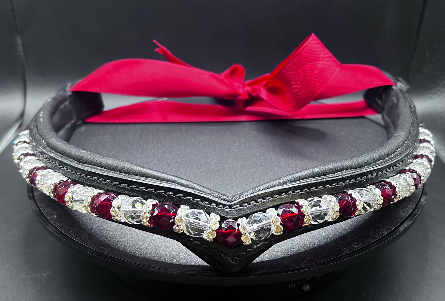 Crimson Bling Browband - Quick Snap Loops -17"