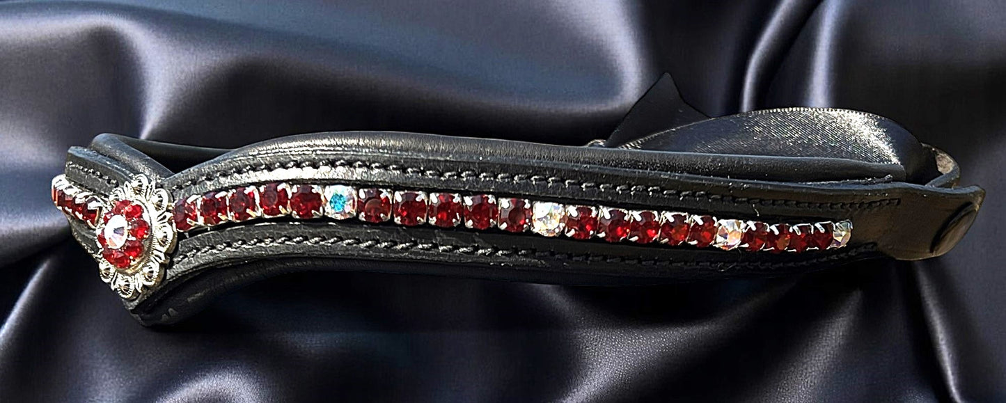 Crimson Concho Browband w/ Quick Snap Loops - 16"