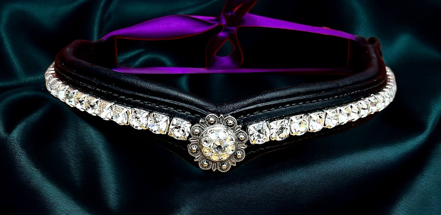 Crystal Concho Browband w/ Quick Snap Loops - 17"