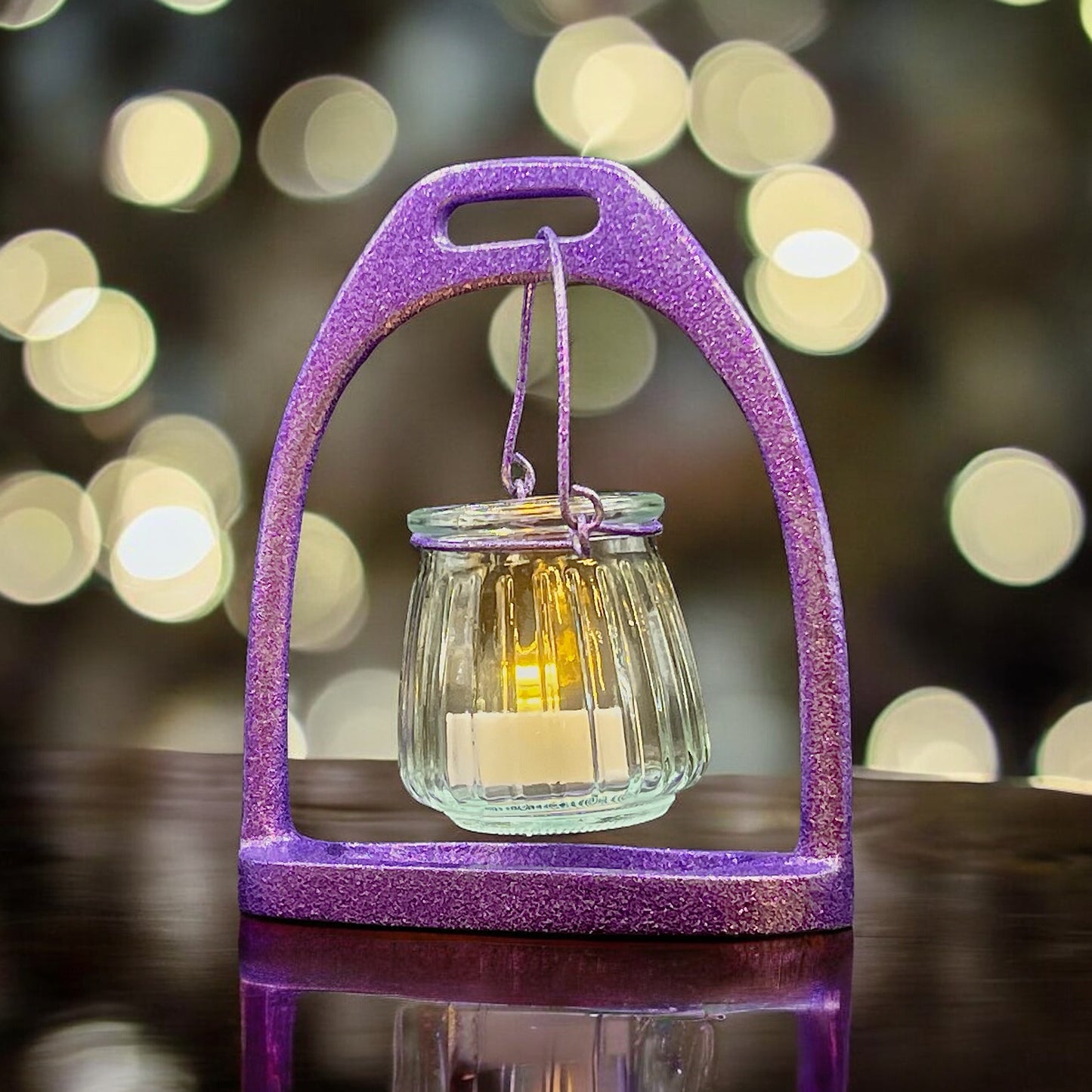 English Stirrup Candle Lights - Sparkling Purple