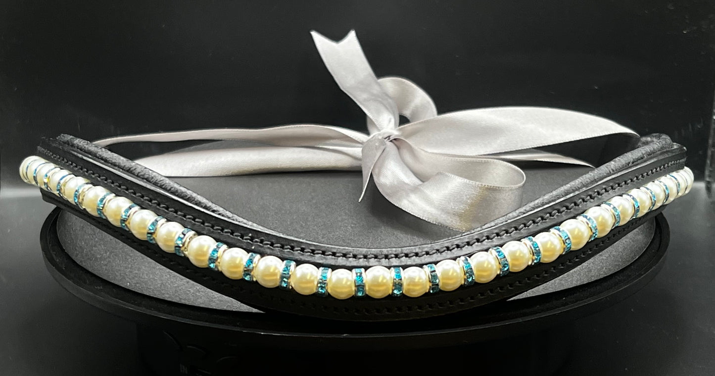 Pearl & Aqua Bling Browband