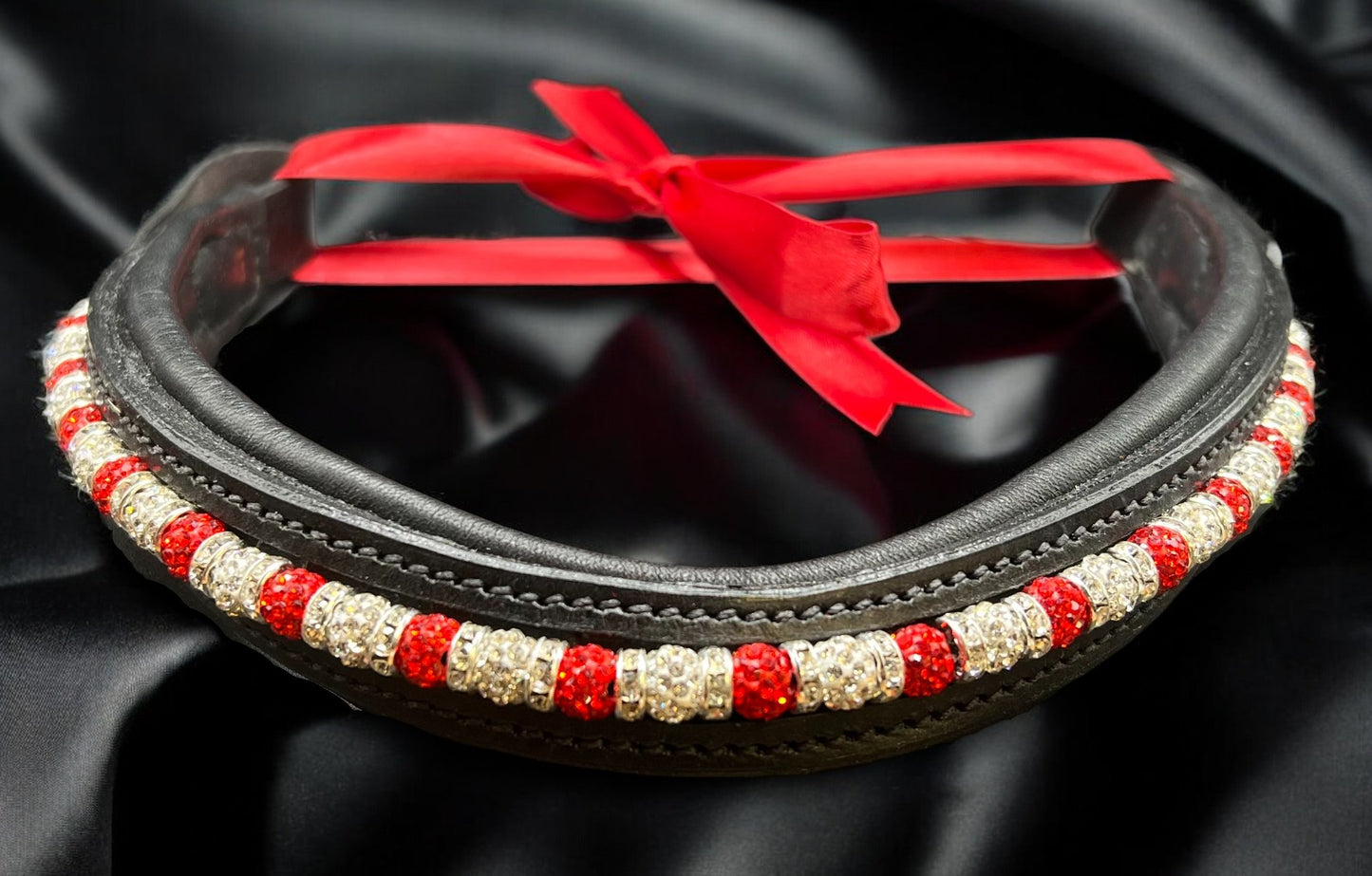 Red & Sparkles Browband - Quick snap loops