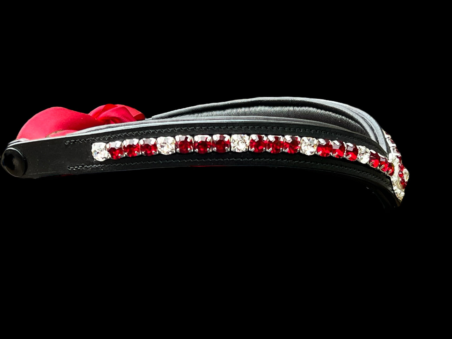 Scarlet Rhinestone Concho browband with Quick Snap Ends