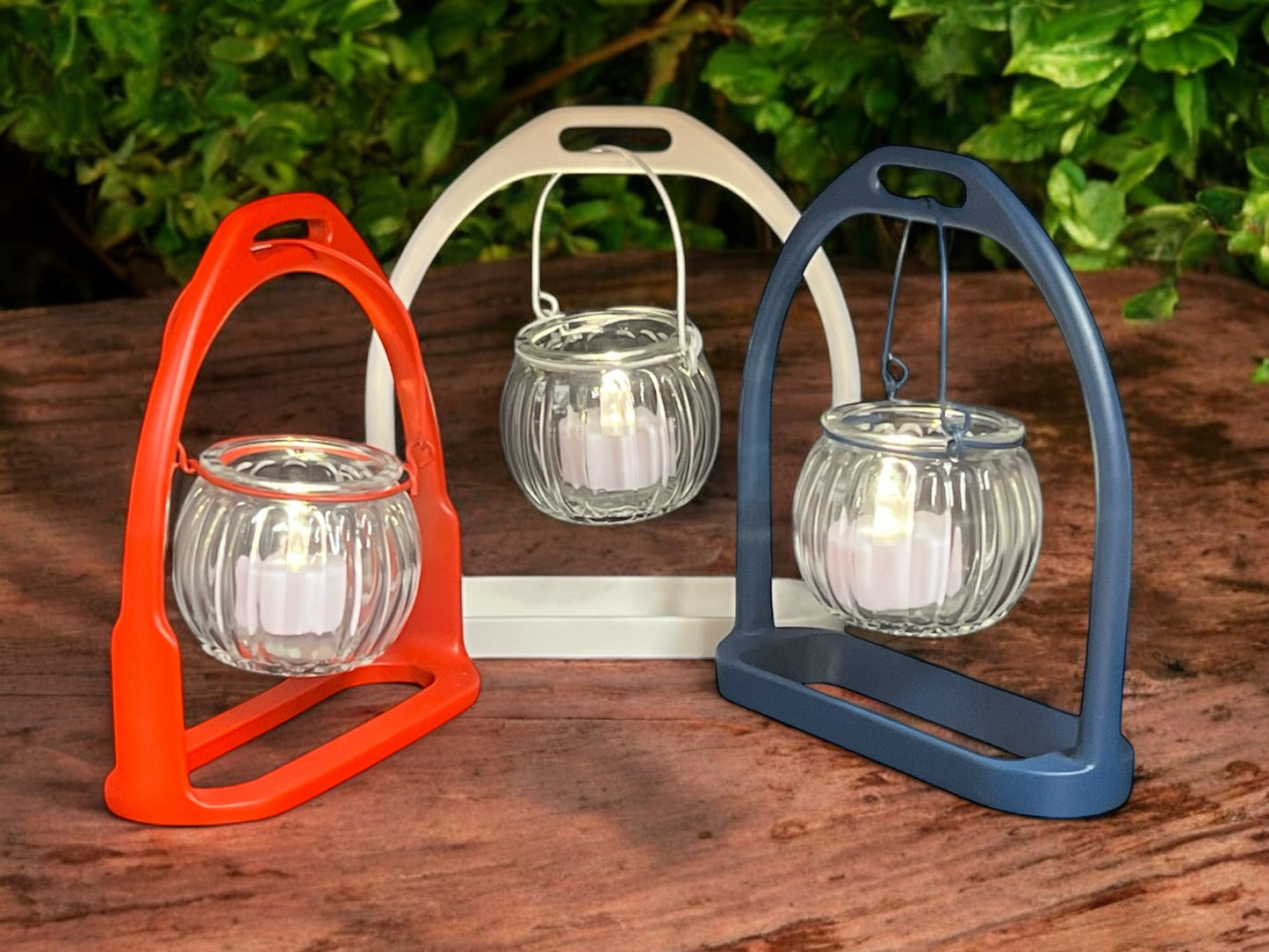 English Stirrup Candle Lights - Patriotic Trio
