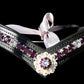 Amethyst Rhinestone Concho browband with Quick Snap Ends - 17”