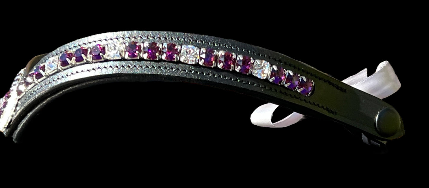 Amethyst Rhinestone Concho browband with Quick Snap Ends - 17”
