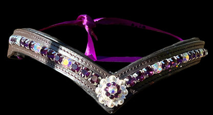 Amethyst & AB Rhinestone Concho browband - 17”