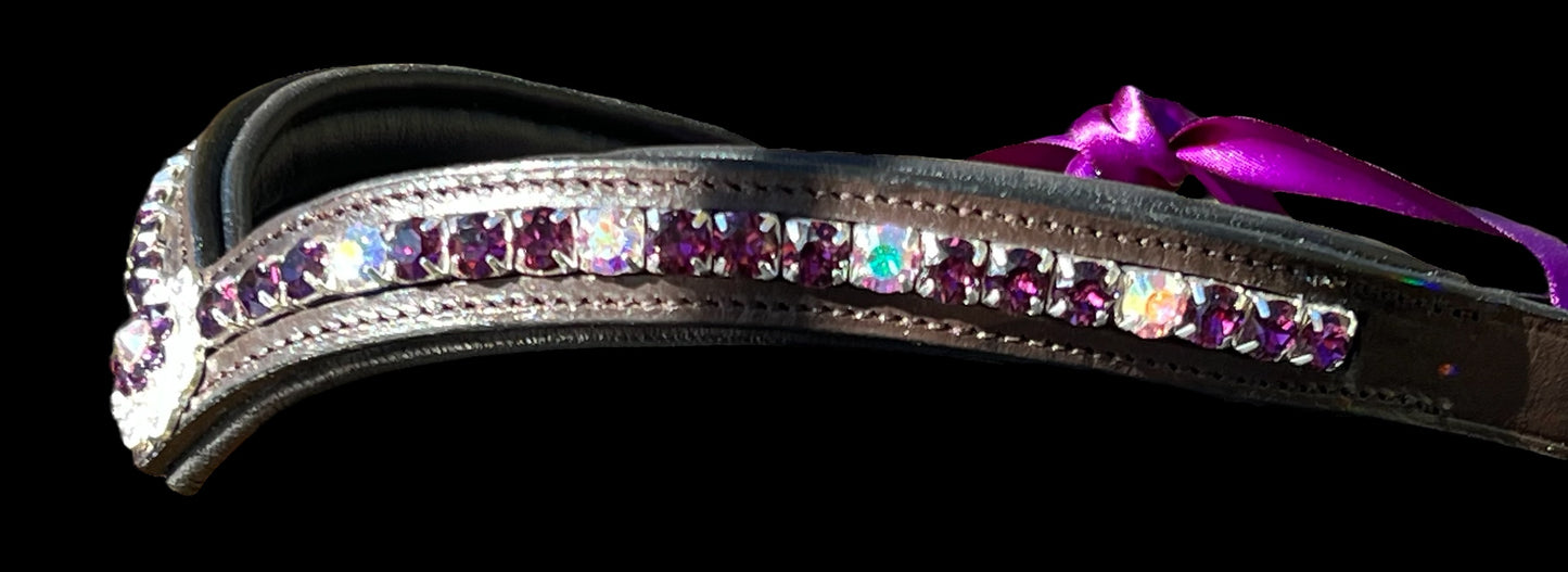 Amethyst & AB Rhinestone Concho browband - 17”