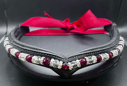 Crimson Bling Browband - Quick Snap Loops -17"