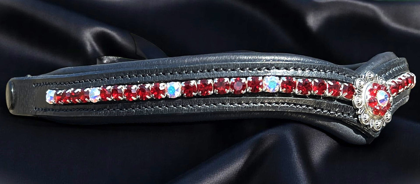 Crimson Concho Browband w/ Quick Snap Loops - 16"