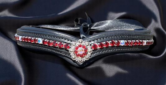 Crimson Concho Browband w/ Quick Snap Loops - 16"