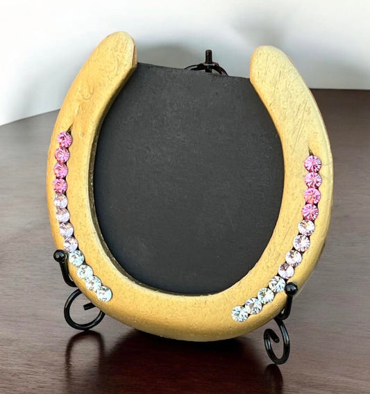 Horseshoe Photo Frame - Gold & Pink Ombre Rhinestones