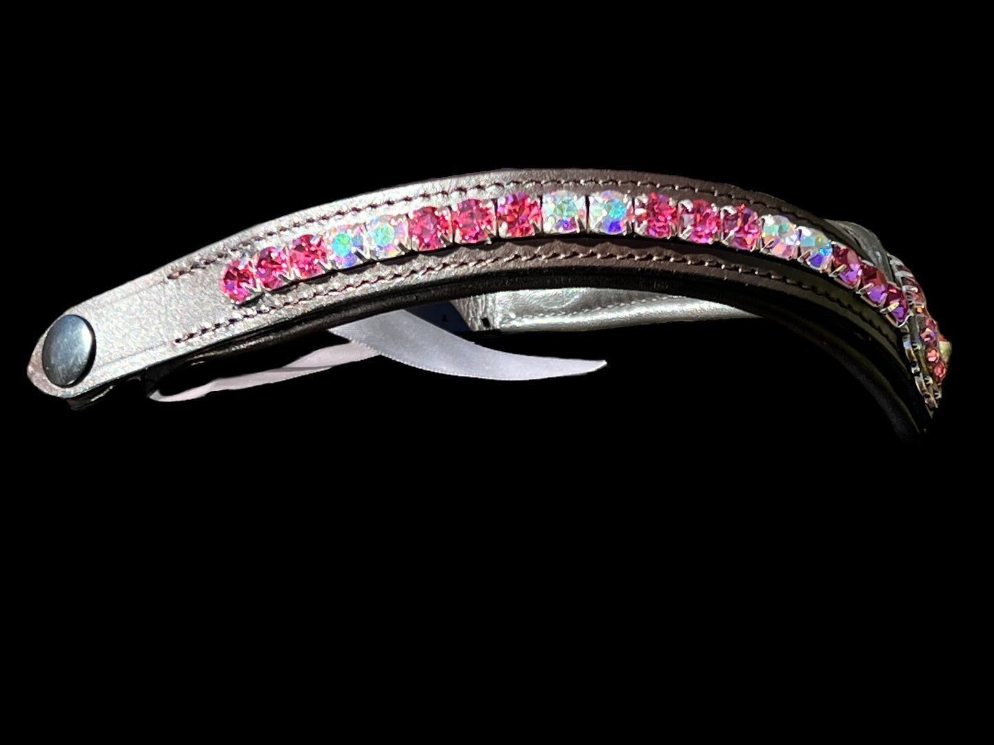 Rose & AB rhinestone concho browband with Quick Snap Ends - 16”