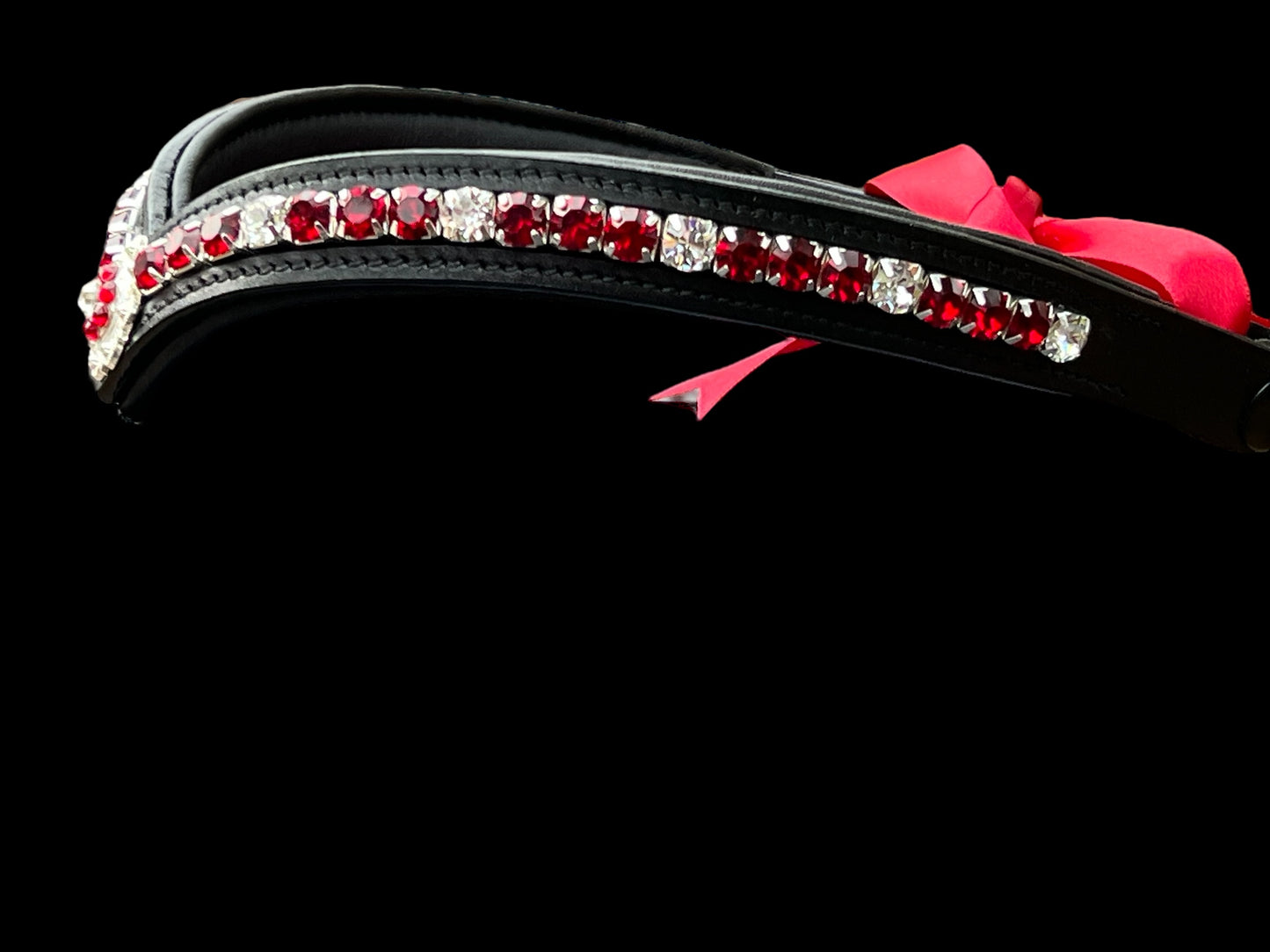 Scarlet Rhinestone Concho browband with Quick Snap Ends