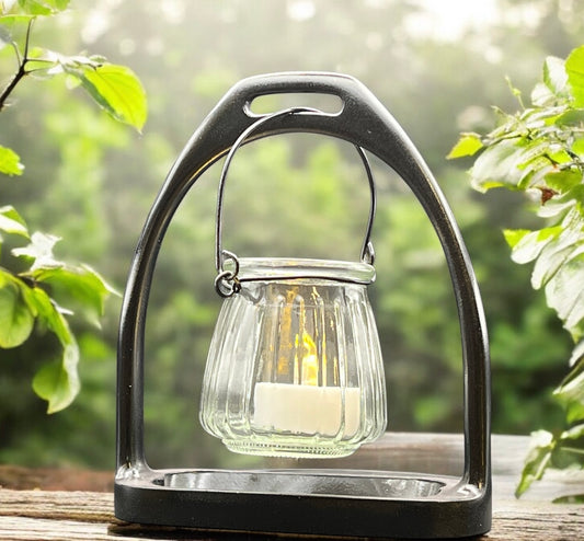 English Stirrup Candle Lights - Glossy Black